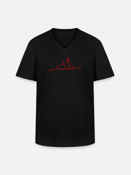 Regensburg Skyline rot - Männer-T-Shirt mit V-Ausschnitt - Schwarz