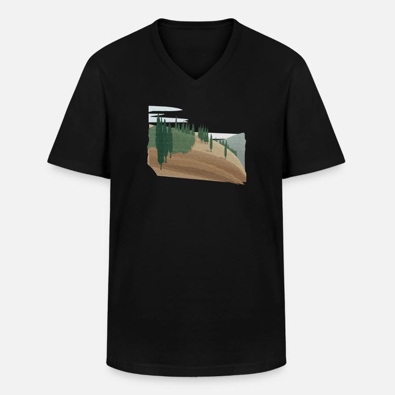 Pinienwald Hügellandschaft mit Struktur (modific.) - Männer-T-Shirt mit V-Ausschnitt - Schwarz