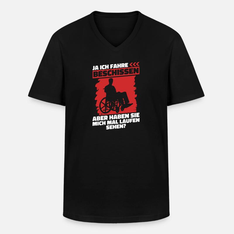 Rollstuhl Rollstuhlfahrer Lustig - Männer-T-Shirt mit V-Ausschnitt - Schwarz