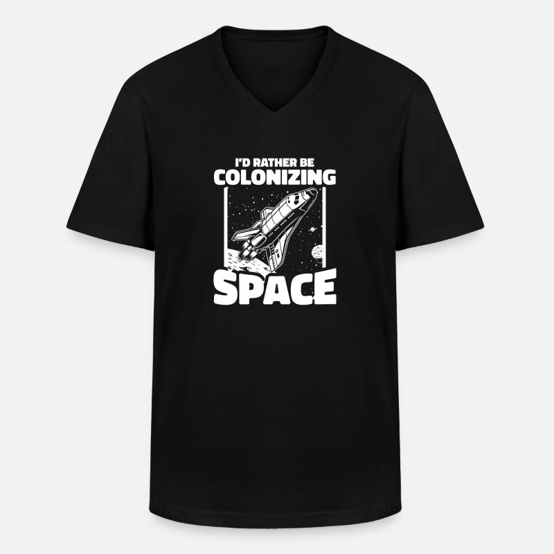 space, space, rocket, space colonization - Men's V-Neck T-Shirt - black