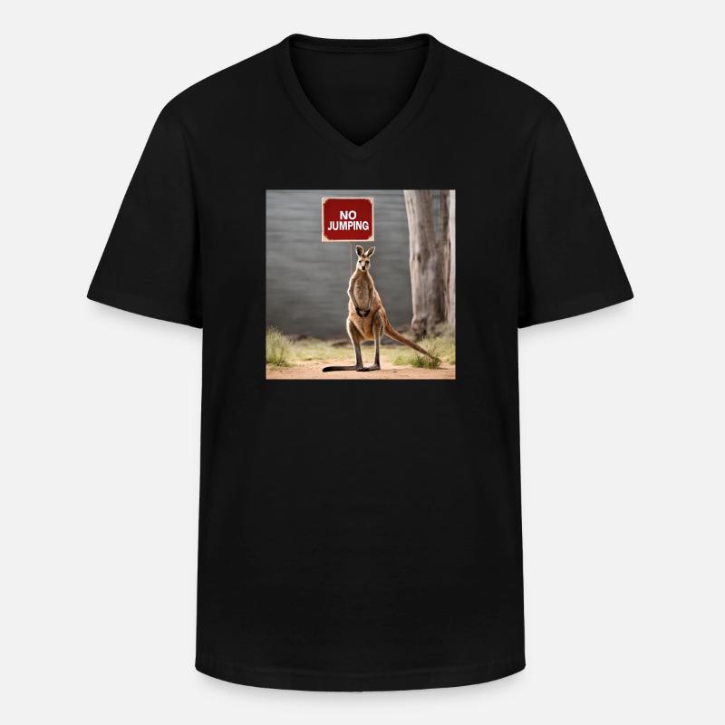 NoJumping - Kangaroo MEME - Männer-T-Shirt mit V-Ausschnitt - Schwarz