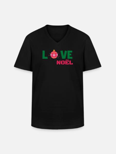 Love Noël - T-shirt col V Homme - noir