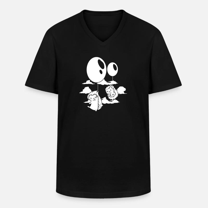 Igel Luftballons - Männer-T-Shirt mit V-Ausschnitt - Schwarz