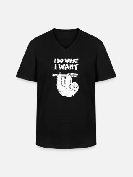 Mir Doch Egal Faultier - Männer-T-Shirt mit V-Ausschnitt - Schwarz