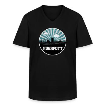Ruhrpott Blue Hour Skyline - Männer-T-Shirt mit V-Ausschnitt - Schwarz - Vorne - AI Model Male 178 dark (178cm)