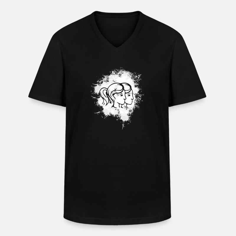 Sternzeichen Zwillinge Symbol - Männer-T-Shirt mit V-Ausschnitt - Schwarz