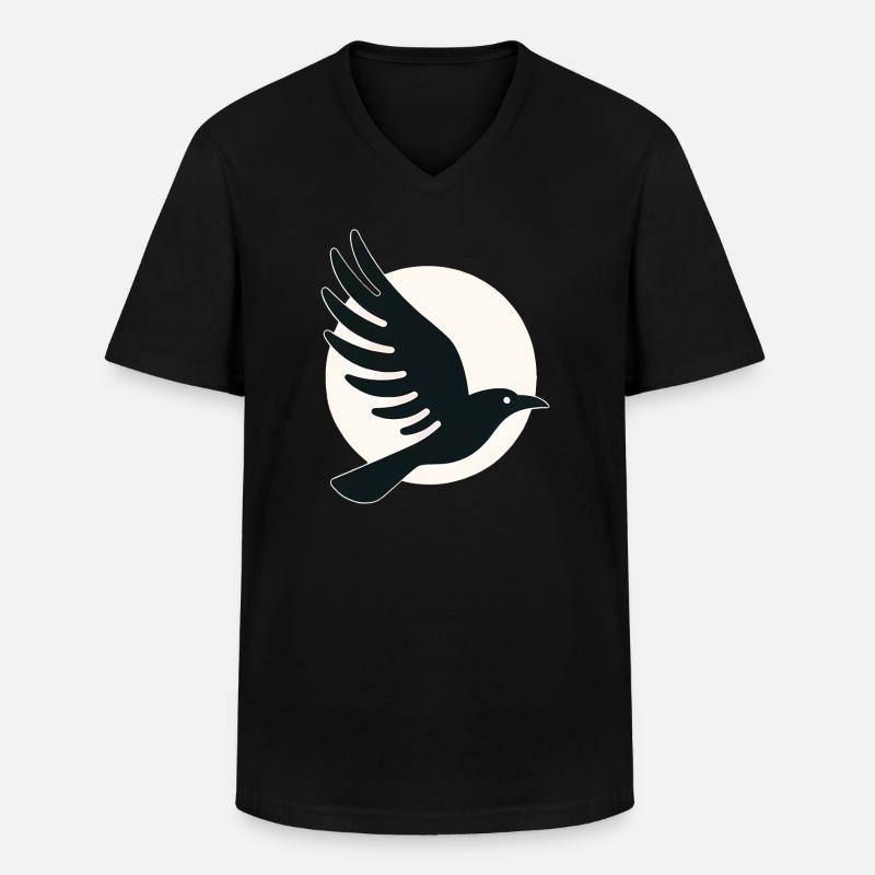 Rabe Mond Flug - Männer-T-Shirt mit V-Ausschnitt - Schwarz
