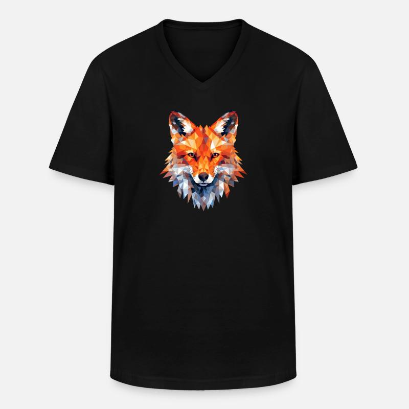 Fuchs Polygon Füchse Wald Polarfuchs Tier - Männer-T-Shirt mit V-Ausschnitt - Schwarz