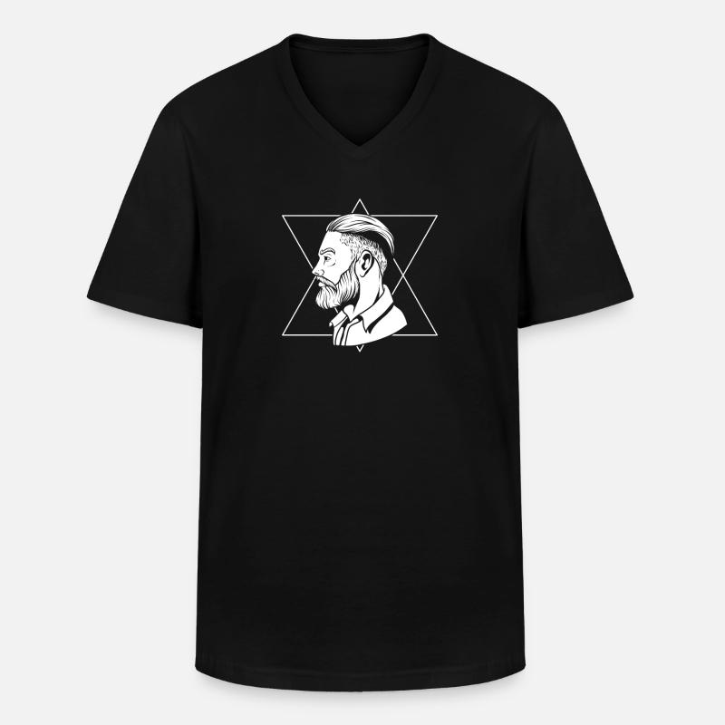 Bart Vollbart - Männer-T-Shirt mit V-Ausschnitt - Schwarz