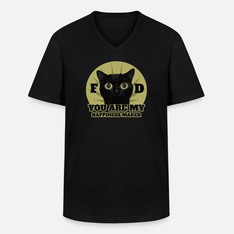 Süße Schwarze Katze - Männer-T-Shirt mit V-Ausschnitt - Schwarz