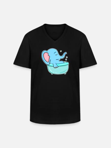 Bathtub Elephant - Men's V-Neck T-Shirt - black
