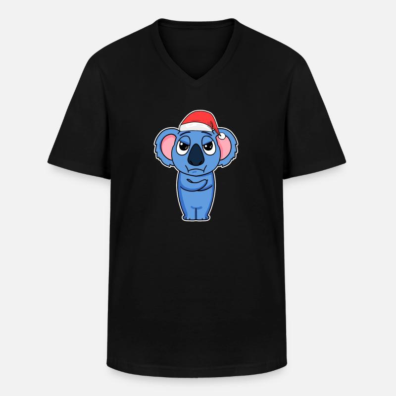 Koala Weihnachten - Männer-T-Shirt mit V-Ausschnitt - Schwarz
