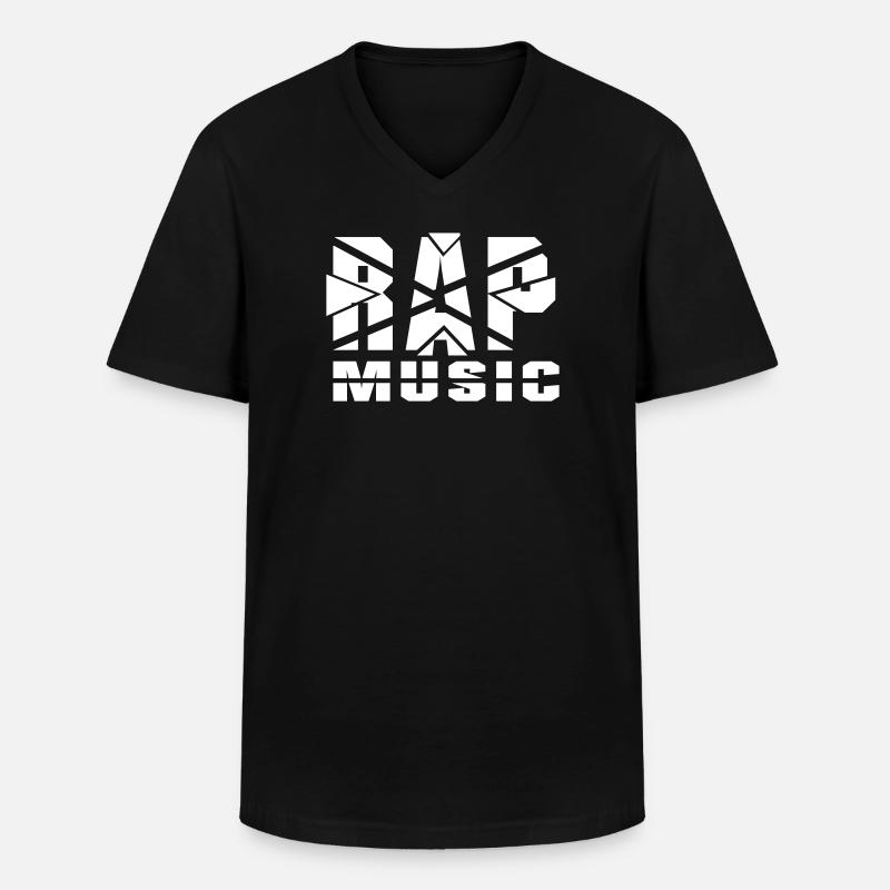 Conception de musique rap découpée - T-shirt col V Homme - noir