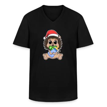 Noël Bébé Lion - T-shirt col V Homme - noir - Devant - AI Model Male 178 dark (178cm)