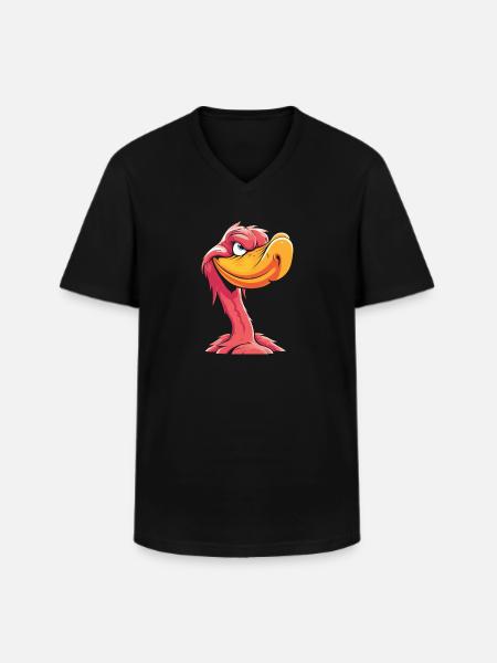 Flamant rose drôle - T-shirt col V Homme - noir