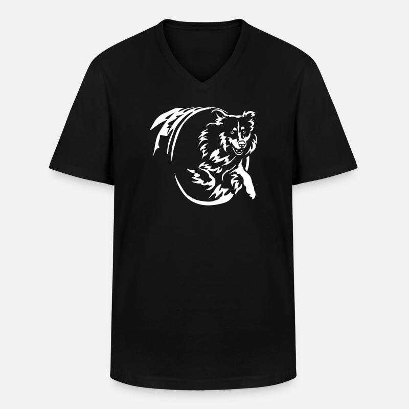 Australian Shepherd "Black Edition" - Männer-T-Shirt mit V-Ausschnitt - Schwarz