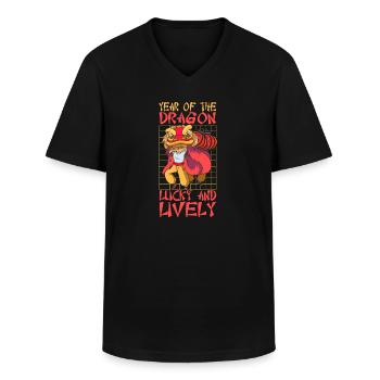 Jahr Des Drachen 2024 - Männer-T-Shirt mit V-Ausschnitt - Schwarz - Vorne - AI Model Male 178 dark (178cm)