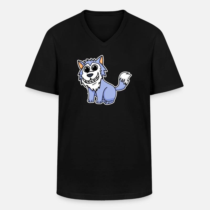 Wolf - Männer-T-Shirt mit V-Ausschnitt - Schwarz