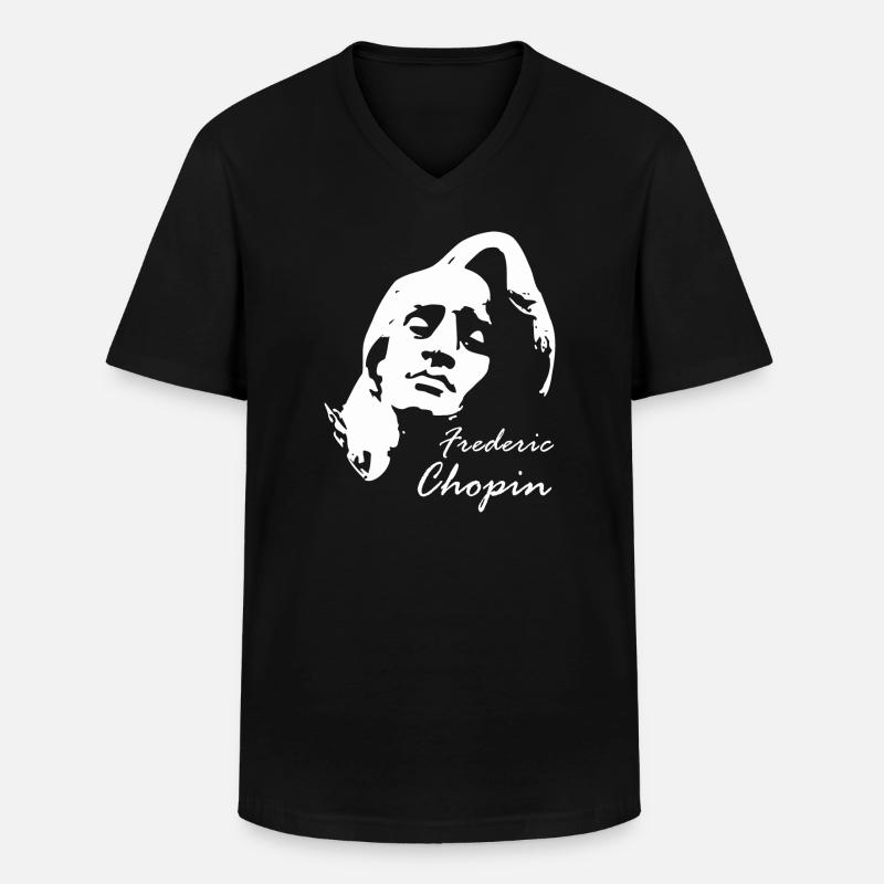Chopin Frederic - Männer-T-Shirt mit V-Ausschnitt - Schwarz