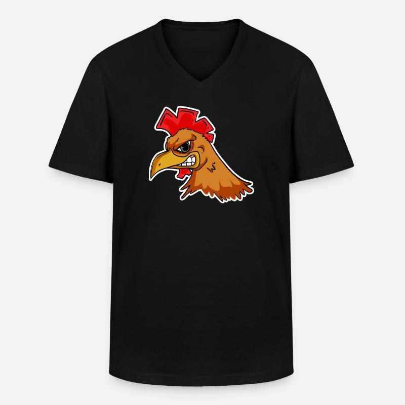 Huhn Kopf - Männer-T-Shirt mit V-Ausschnitt - Schwarz