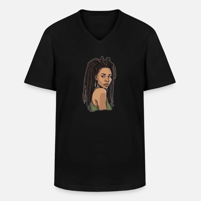 Rasta Haare Dreadlocks Dreads - Männer-T-Shirt mit V-Ausschnitt - Schwarz