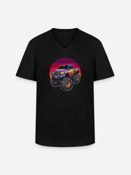 Monster Truck - Men's V-Neck T-Shirt - black