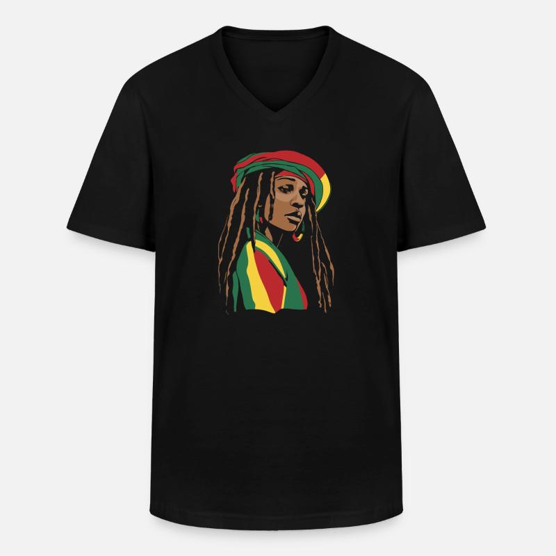 Rasta Haare Dreadlocks Dreads - Männer-T-Shirt mit V-Ausschnitt - Schwarz