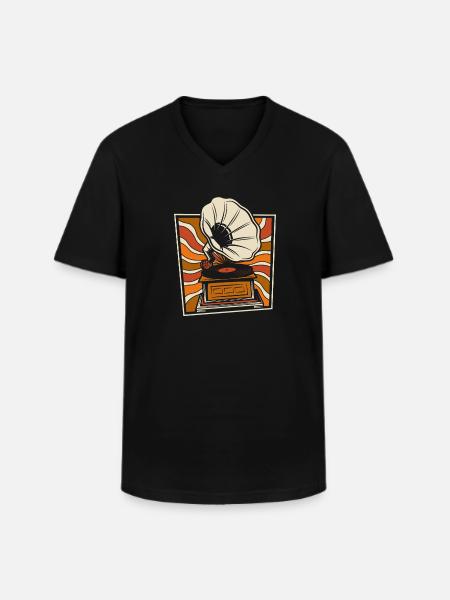Collectionneur de disques vinyles - T-shirt col V Homme - noir