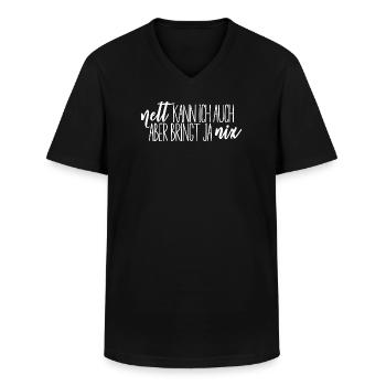 Nett kann ich auch aber bringt ja nix - Männer-T-Shirt mit V-Ausschnitt - Schwarz - Vorne - AI Model Male 178 dark (178cm)