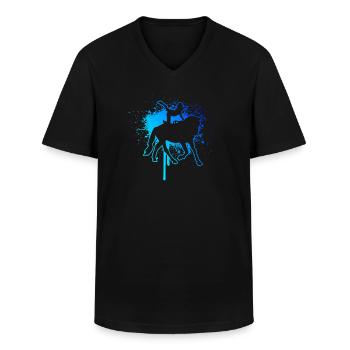 Gymnastique Artistique à Cheval - T-shirt col V Homme - noir - Devant - AI Model Male 178 dark (178cm)