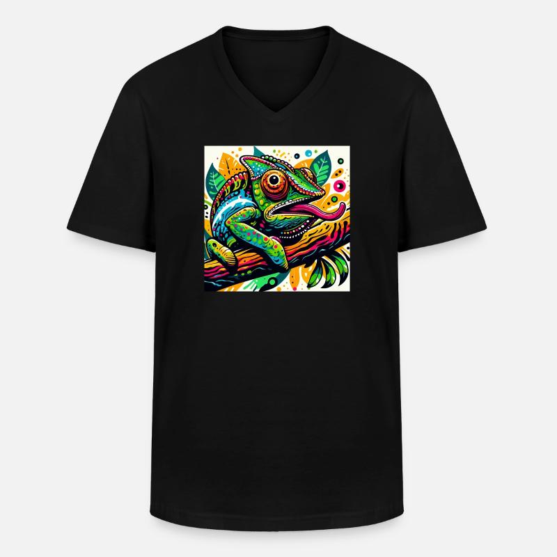 Chamäleon - Männer-T-Shirt mit V-Ausschnitt - Schwarz