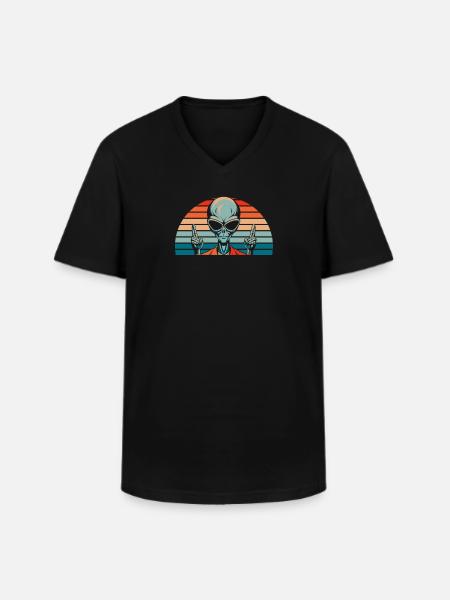 Alien Außerirdischer - Männer-T-Shirt mit V-Ausschnitt - Schwarz