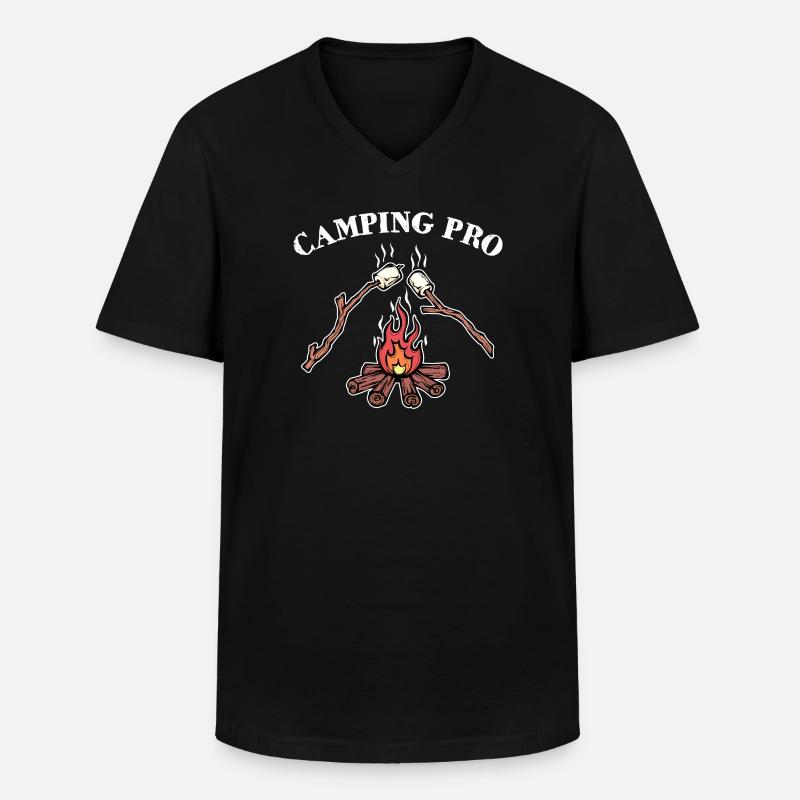 Camping Statement Campingplatz Lagerfeuer Campen - Männer-T-Shirt mit V-Ausschnitt - Schwarz