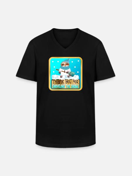 SCHNEE SCHAUFELN - DANKE FAULTIER - Männer-T-Shirt mit V-Ausschnitt - Schwarz