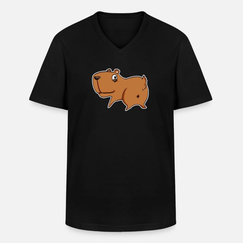 Capybara Wasserschwein - Männer-T-Shirt mit V-Ausschnitt - Schwarz