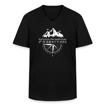 Koordinaten Garmisch Partenkirchen - Männer-T-Shirt mit V-Ausschnitt - Schwarz - Vorne - AI Model Male 178 dark (178cm)