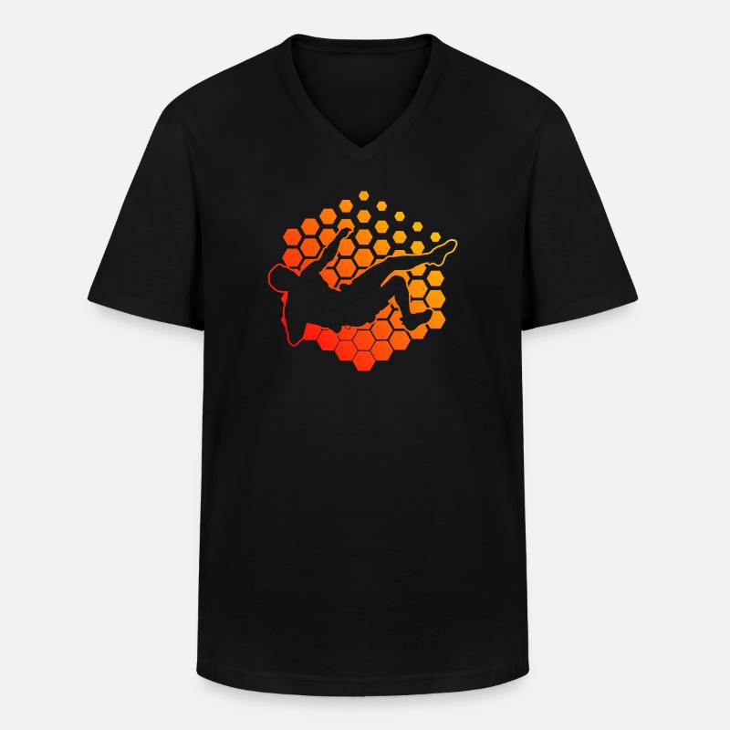 Damen Klettern Climbing Kletterer Boulder - Männer-T-Shirt mit V-Ausschnitt - Schwarz