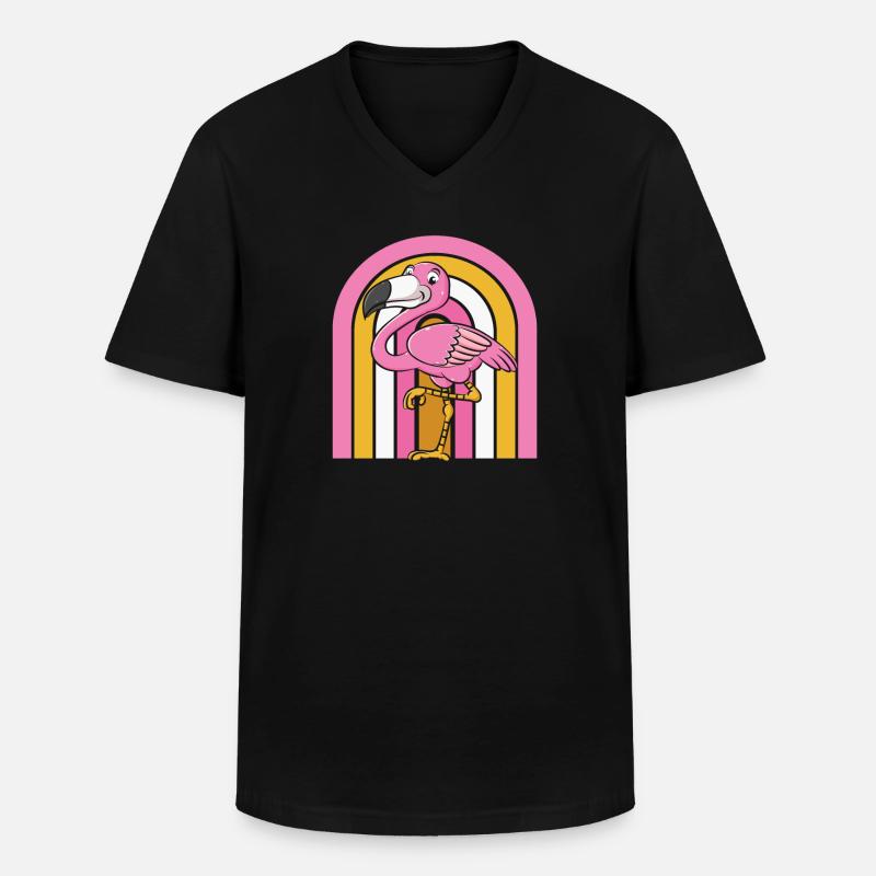Flamingo - Männer-T-Shirt mit V-Ausschnitt - Schwarz