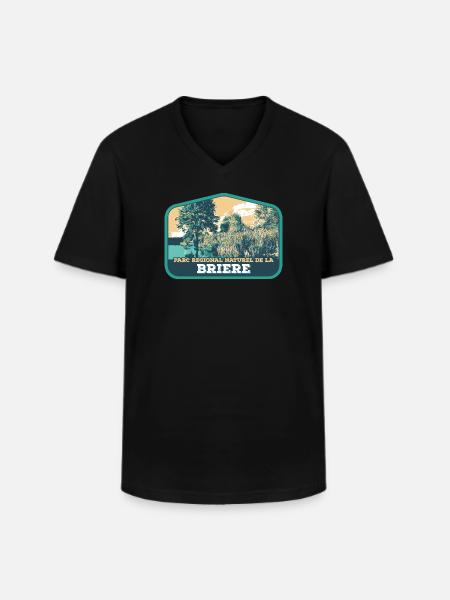 Brière Landscape Badge: Authentic Nature - Men's V-Neck T-Shirt - black