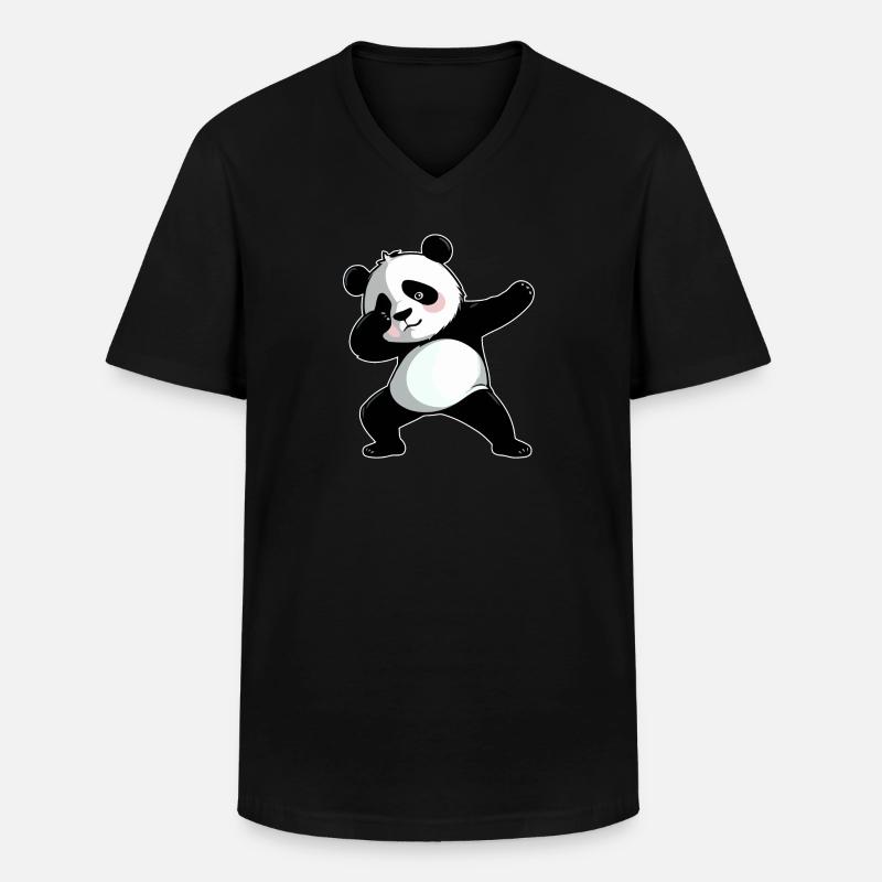 Dabbing Panda - Männer-T-Shirt mit V-Ausschnitt - Schwarz