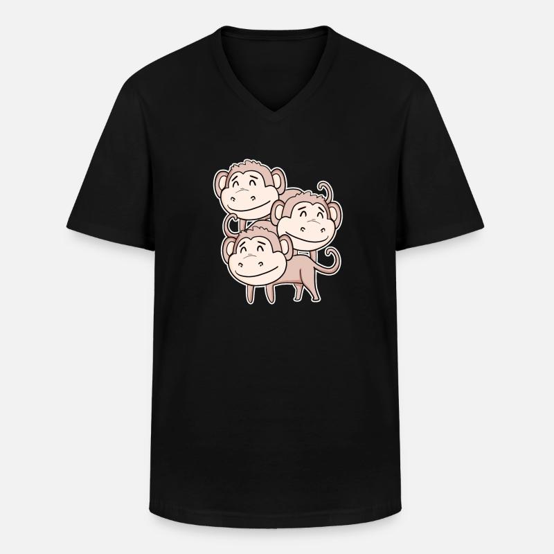 Cute Monkey - Monkey Motif - Men's V-Neck T-Shirt - black