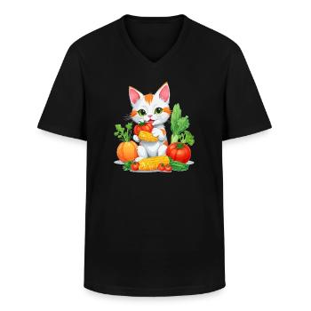 Chat Bio - T-shirt col V Homme - noir - Devant - AI Model Male 178 dark (178cm)