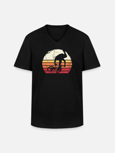 Retro Sunset Cyclist Silhouette - Men's V-Neck T-Shirt - black