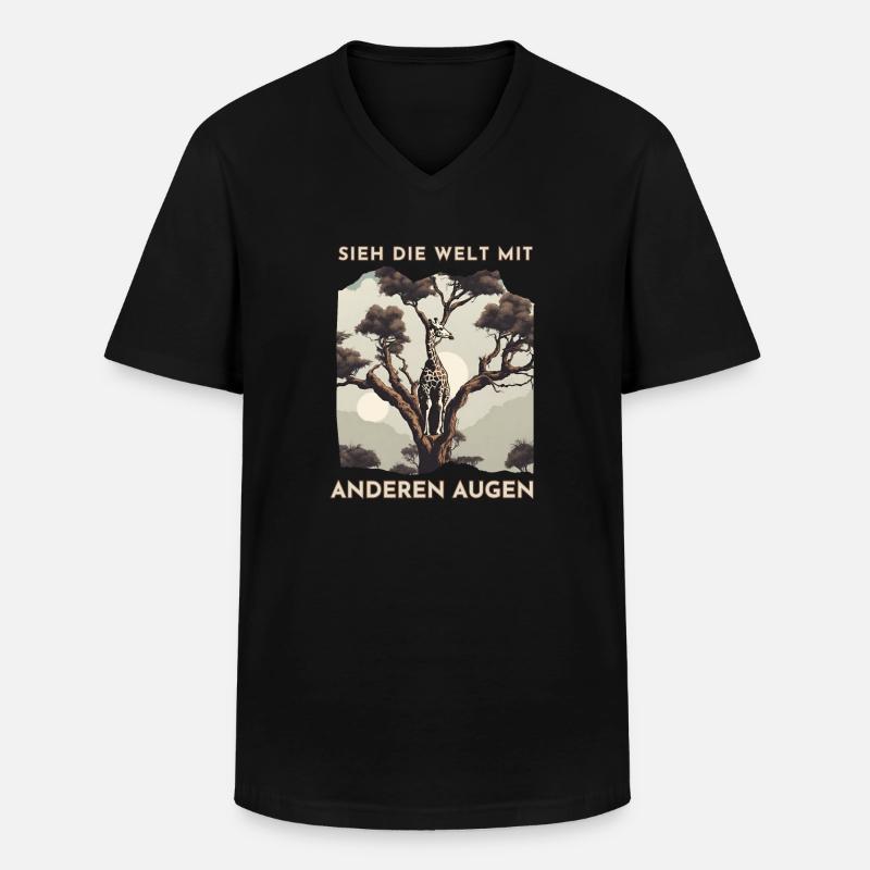Giraffenblick im Baumdschungel - Männer-T-Shirt mit V-Ausschnitt - Schwarz