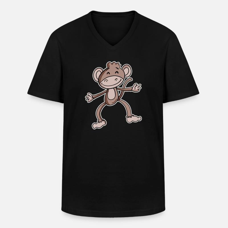 Affe - Männer-T-Shirt mit V-Ausschnitt - Schwarz