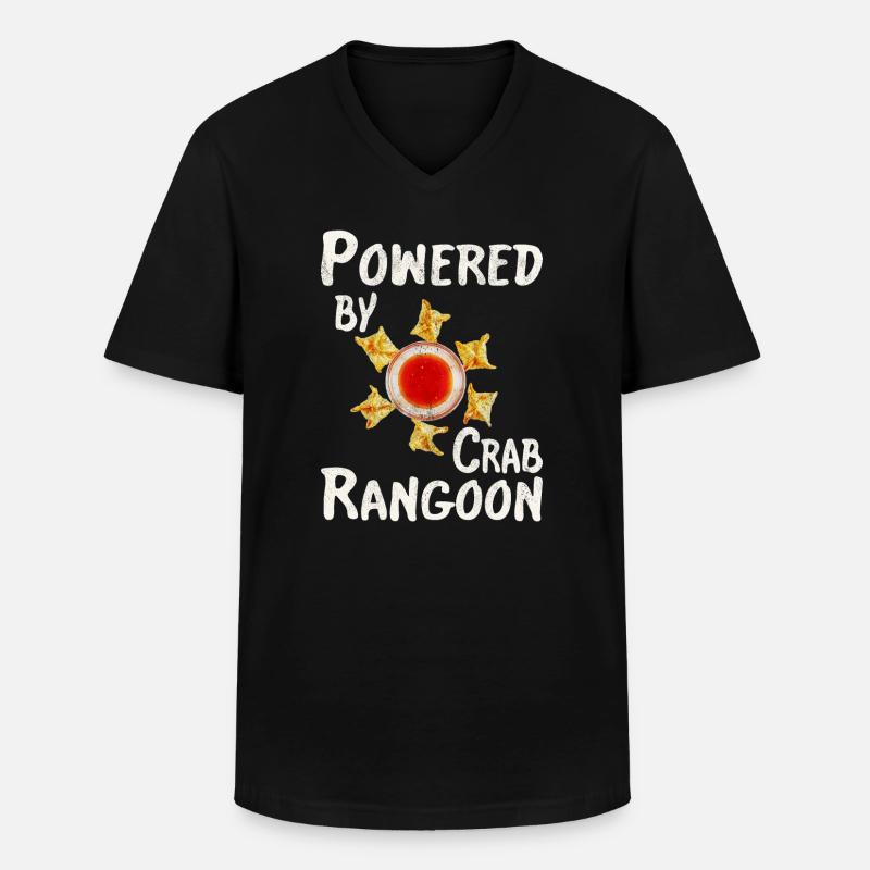 Powered by crab rangoon - Männer-T-Shirt mit V-Ausschnitt - Schwarz