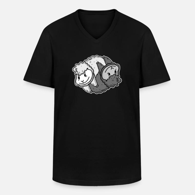 Yin Yang Alpaka - Männer-T-Shirt mit V-Ausschnitt - Schwarz