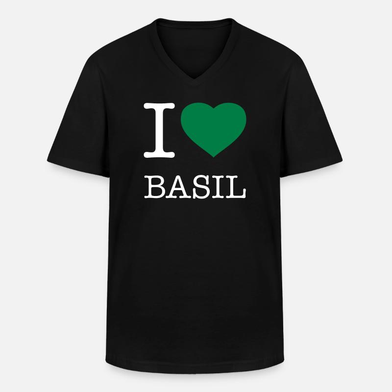 I LOVE BASIL Basilikum - Männer-T-Shirt mit V-Ausschnitt - Schwarz