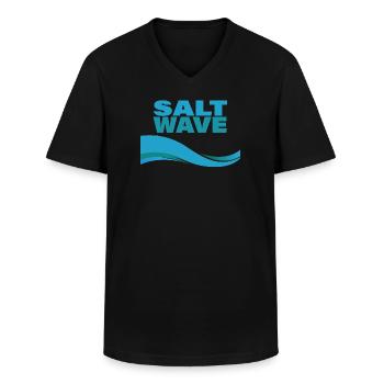 VAGUE DE SEL - T-shirt col V Homme - noir - Devant - AI Model Male 178 dark (178cm)