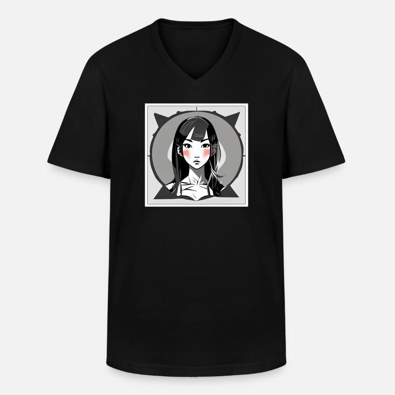 Errötendes Manga-Mädchen - Männer-T-Shirt mit V-Ausschnitt - Schwarz
